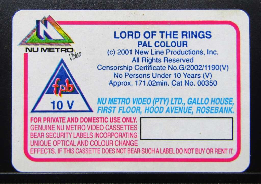 The Lord of the Rings - Movie VHS Tape (2002)