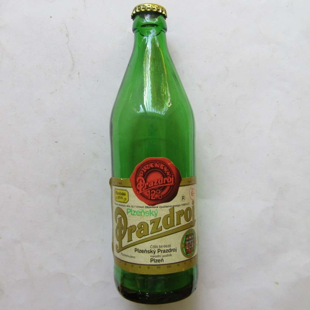 Old Czech Prazdroj Beer Bottle with Cap