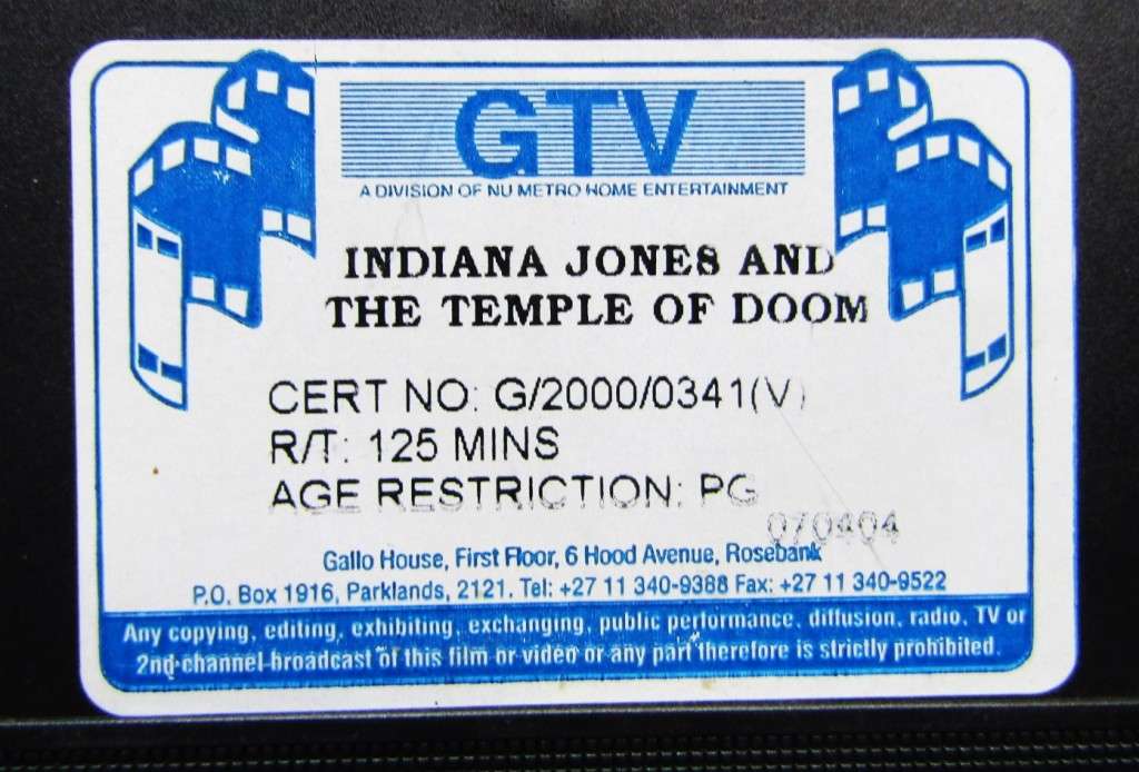 Indiana Jones and the Temple of Doom - Movie VHS Tape (2000)