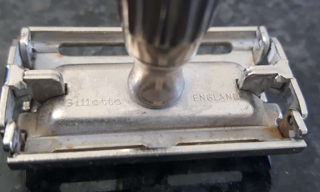 Vintage Gillette Made in England White Handle Safety Razor