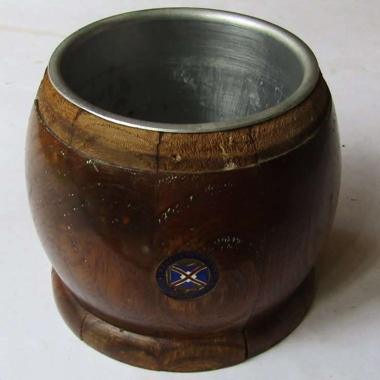 Old MV Bloemfontein Castle Wooden Bowl with Metal Inner