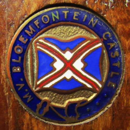 Old MV Bloemfontein Castle Wooden Bowl with Metal Inner