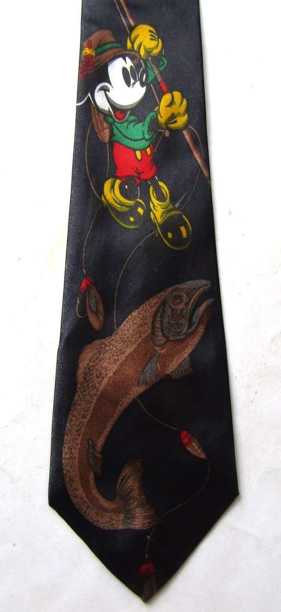 Mickey Mouse Fishing Cartoon Neck Tie