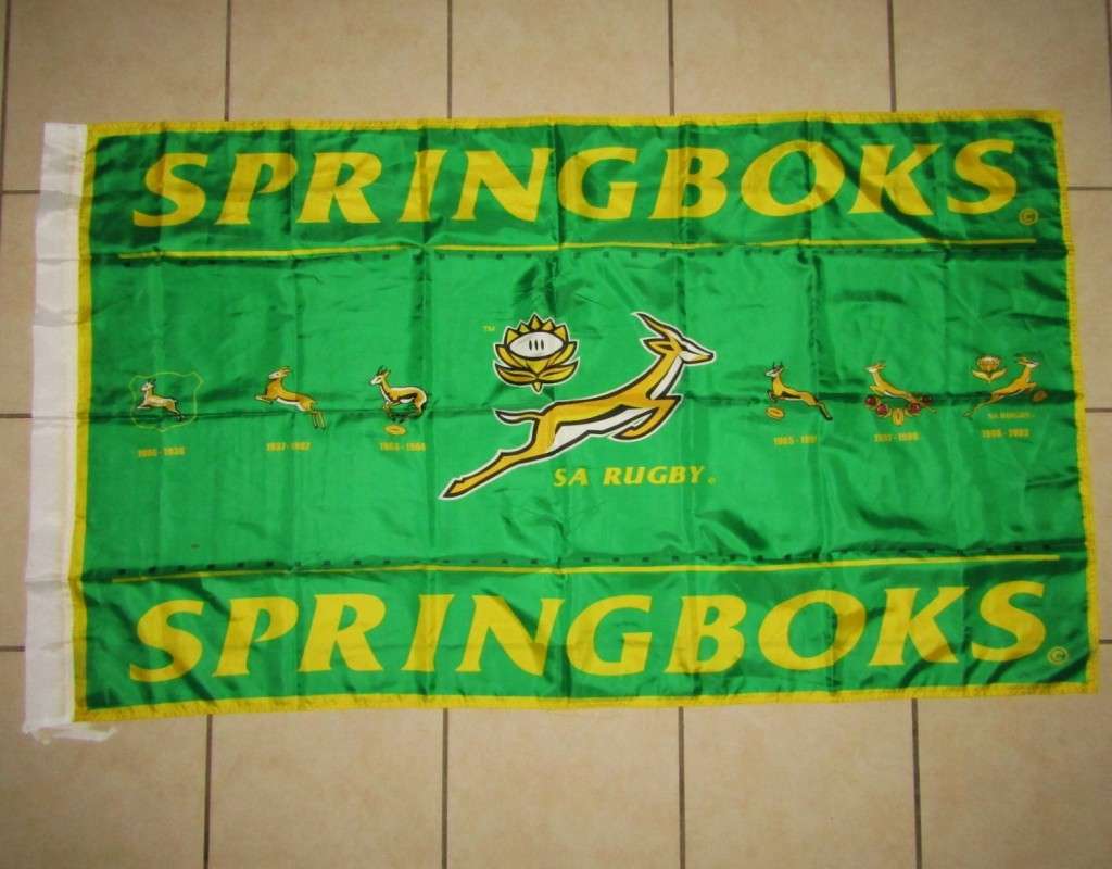 Large History of Springbok Rugby Flag