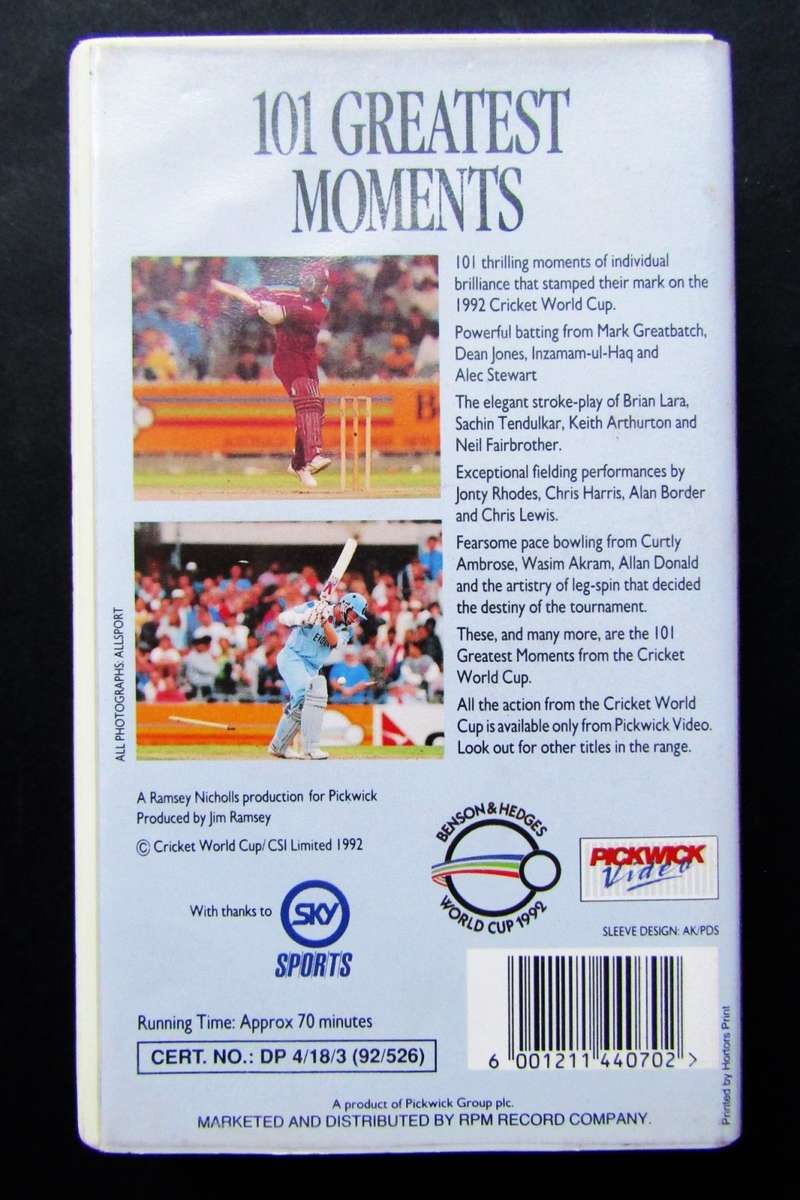 1992 Benson & Hedges Cricket World Cup - VHS Video Tape