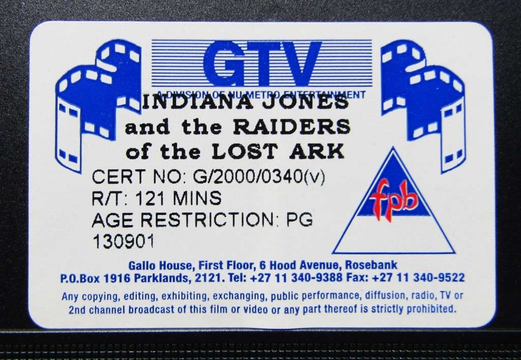 Indiana Jones and the Raiders of the Lost Ark - Movie VHS Tape (2000)