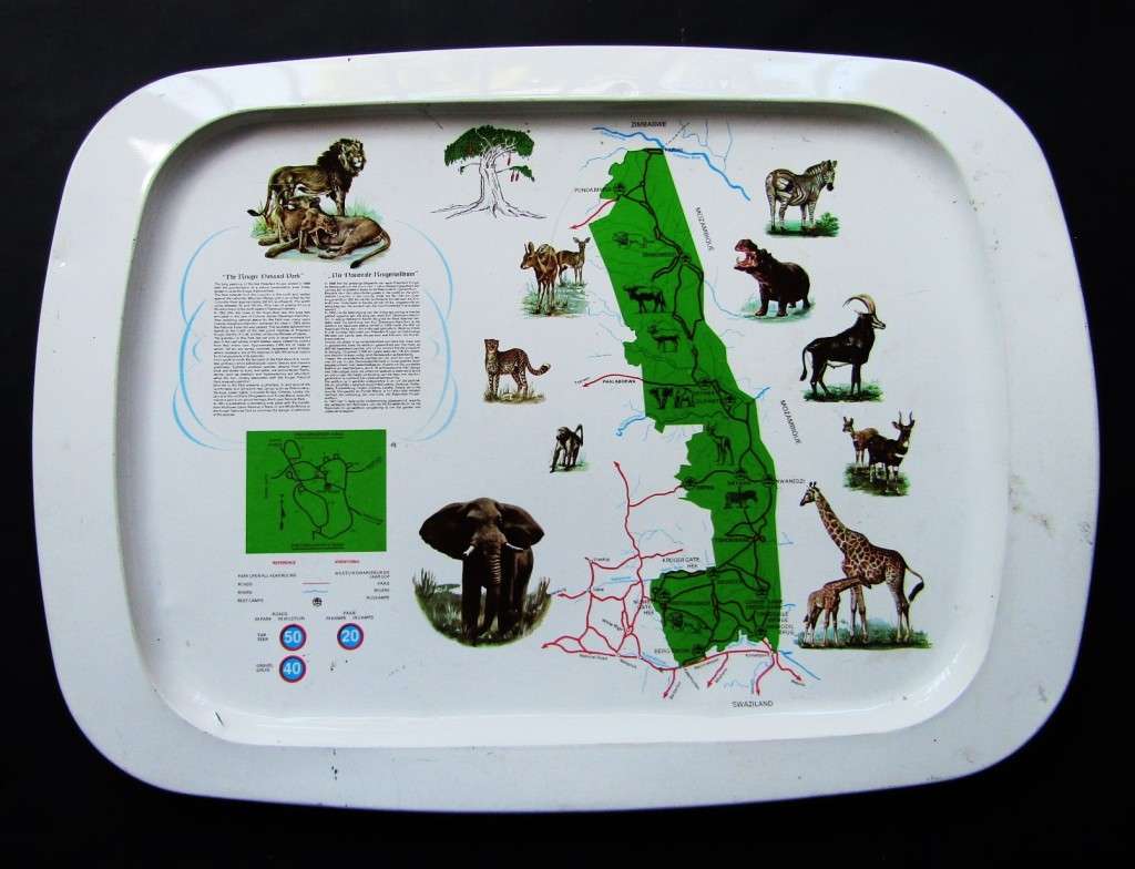 Large Old Kruger National Park Metal Bar Tray