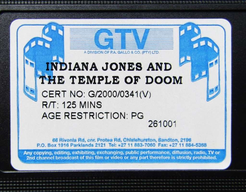 Indiana Jones and the Temple of Doom - Movie VHS Tape (2000)