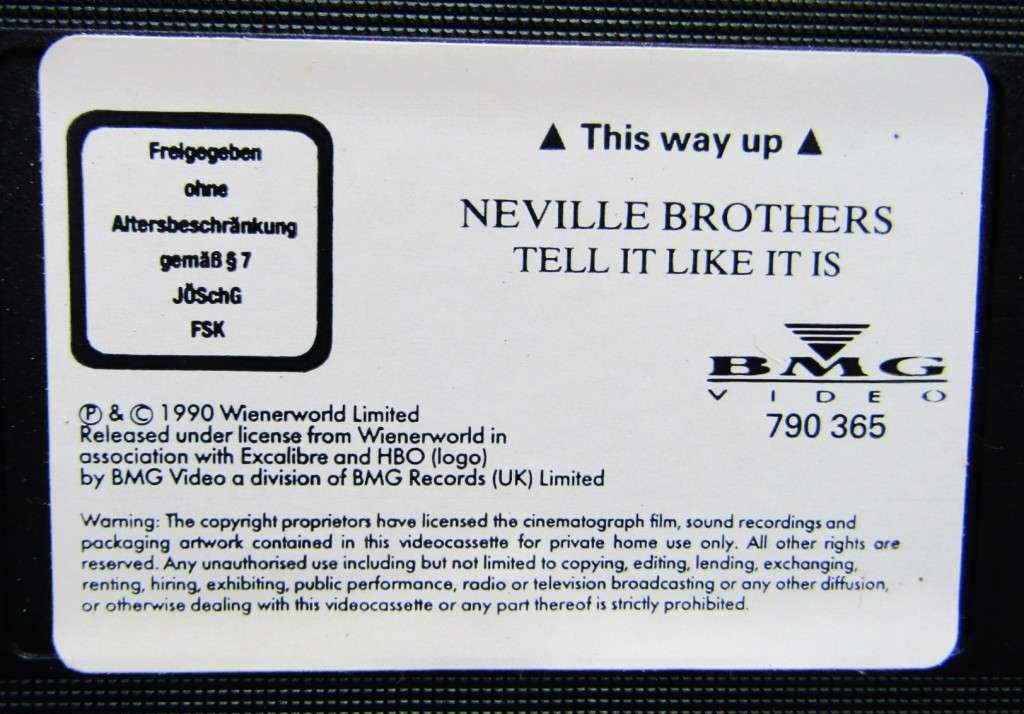 Neville Brothers - VHS Video Tape (1990)