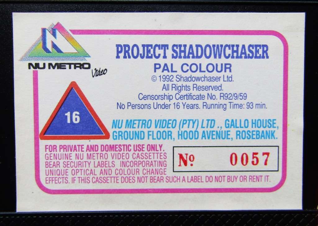 Project Shadowchaser - Martin Kove - Movie VHS Tape (1992)