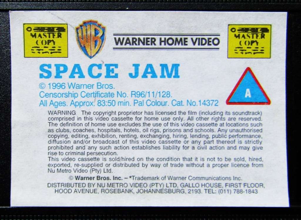 Space Jam - Michael Jordan - Movie VHS Tape (1996)
