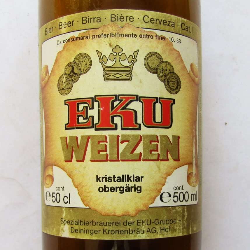 Old German EKU Weizen 500ml Beer Bottle with Cap