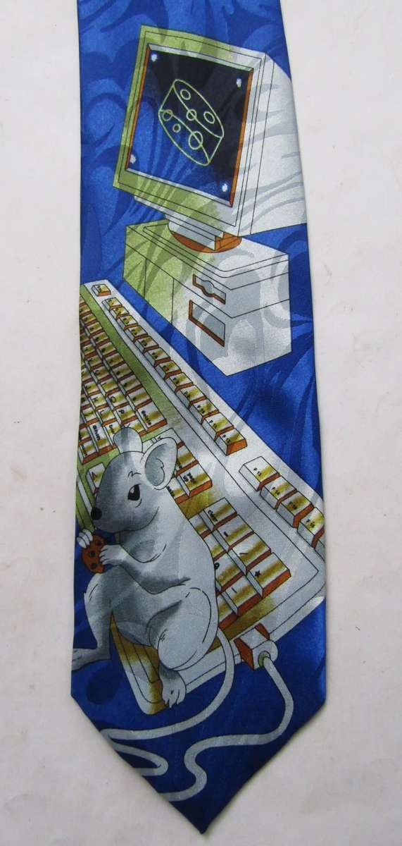Computer Mouse Cartoon Neck Tie by Gold City