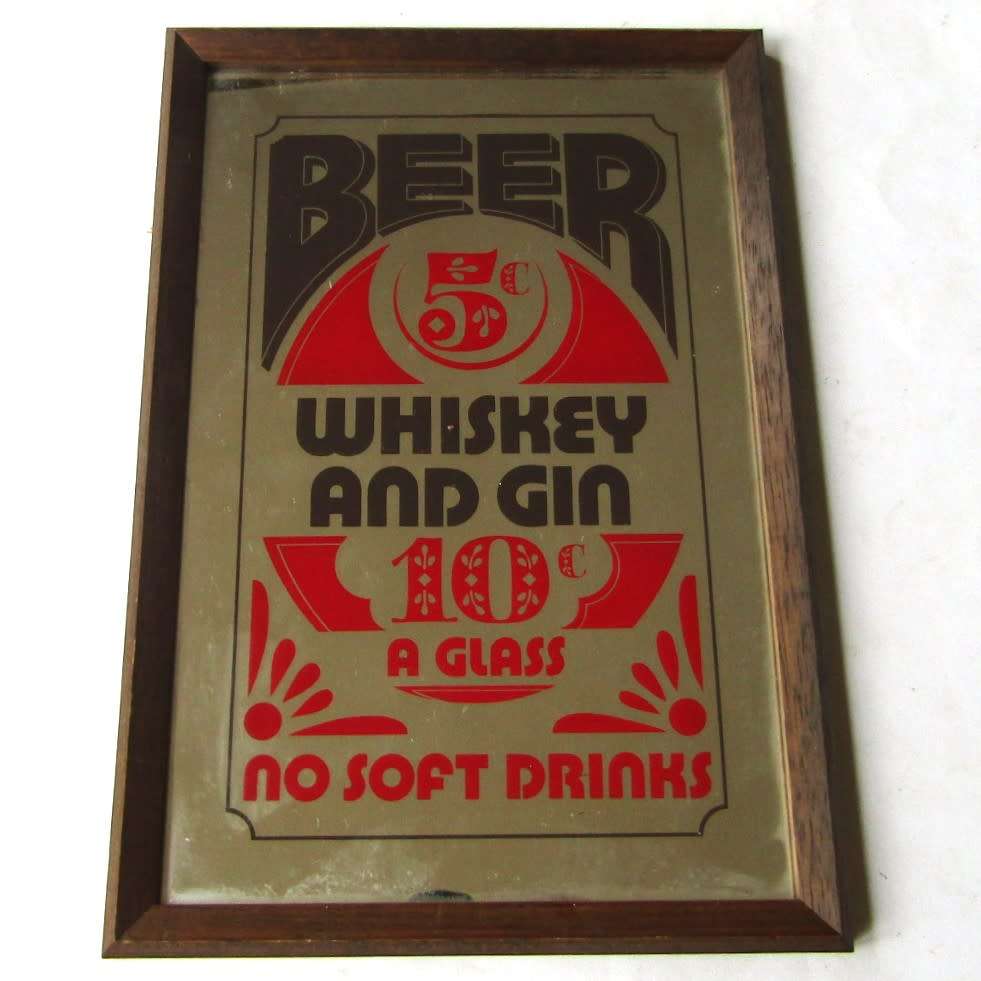 Old Beer Whiskey and Gin Bar Mirror