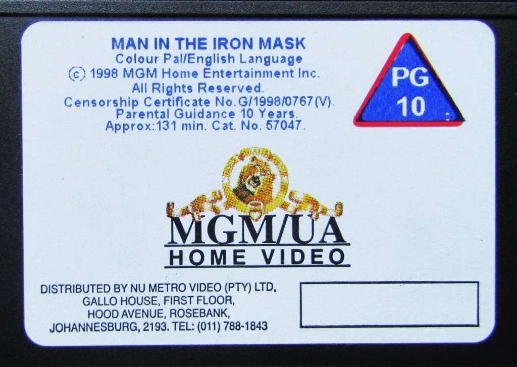 The Man in the Iron Mask - Leonardo DiCaprio - Movie VHS Tape (1998)