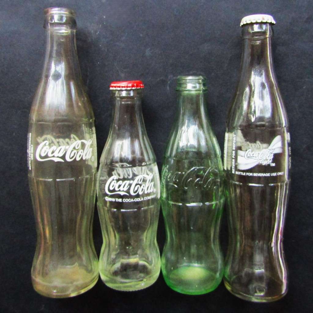Lot of 4 Old Coca Cola Glass Bottles