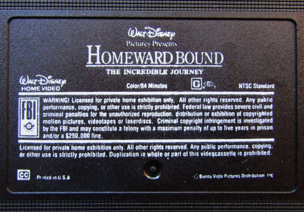 Homeward Bound - American Edition - Walt Disney VHS Video Tape