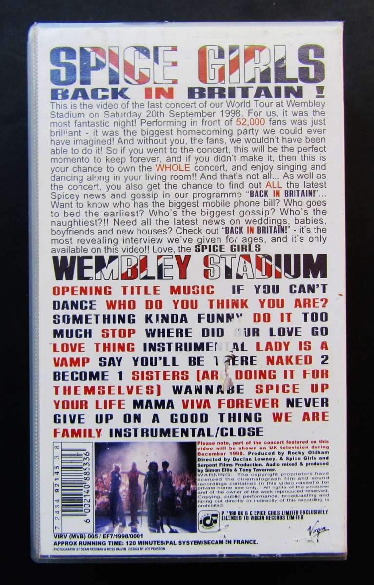 Spice Girls - Live at Wembley Stadium - VHS Video Tape (1998)