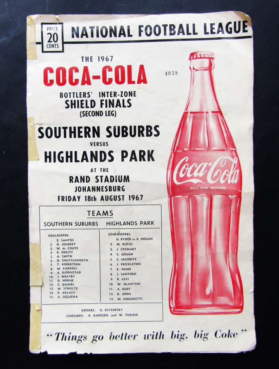 1967 Coca Cola Soccer Football Match Programme