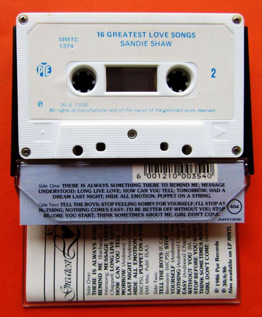 Sandie Shaw - 16 Greatest Love Songs - Cassette Tape (1986)