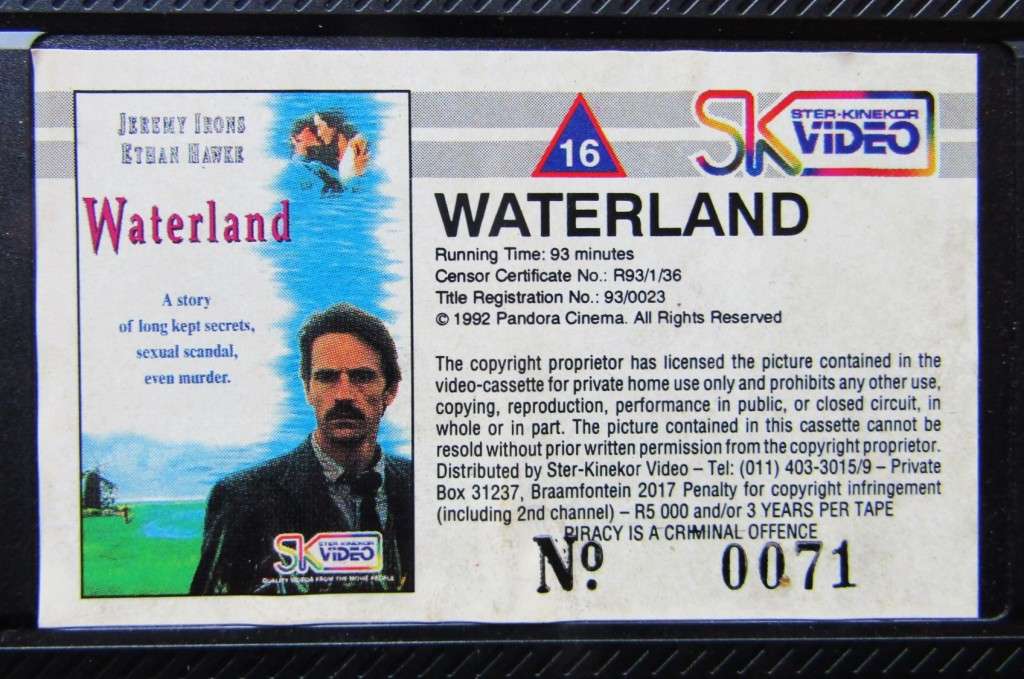 Waterland - Jeremy Irons - Movie VHS Tape (1993)