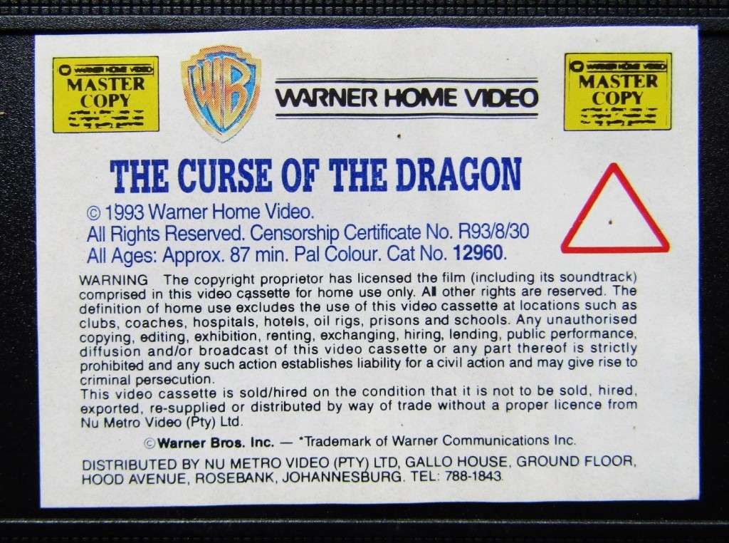 The Curse of the Dragon - Bruce Lee - Movie VHS Tape (1993)