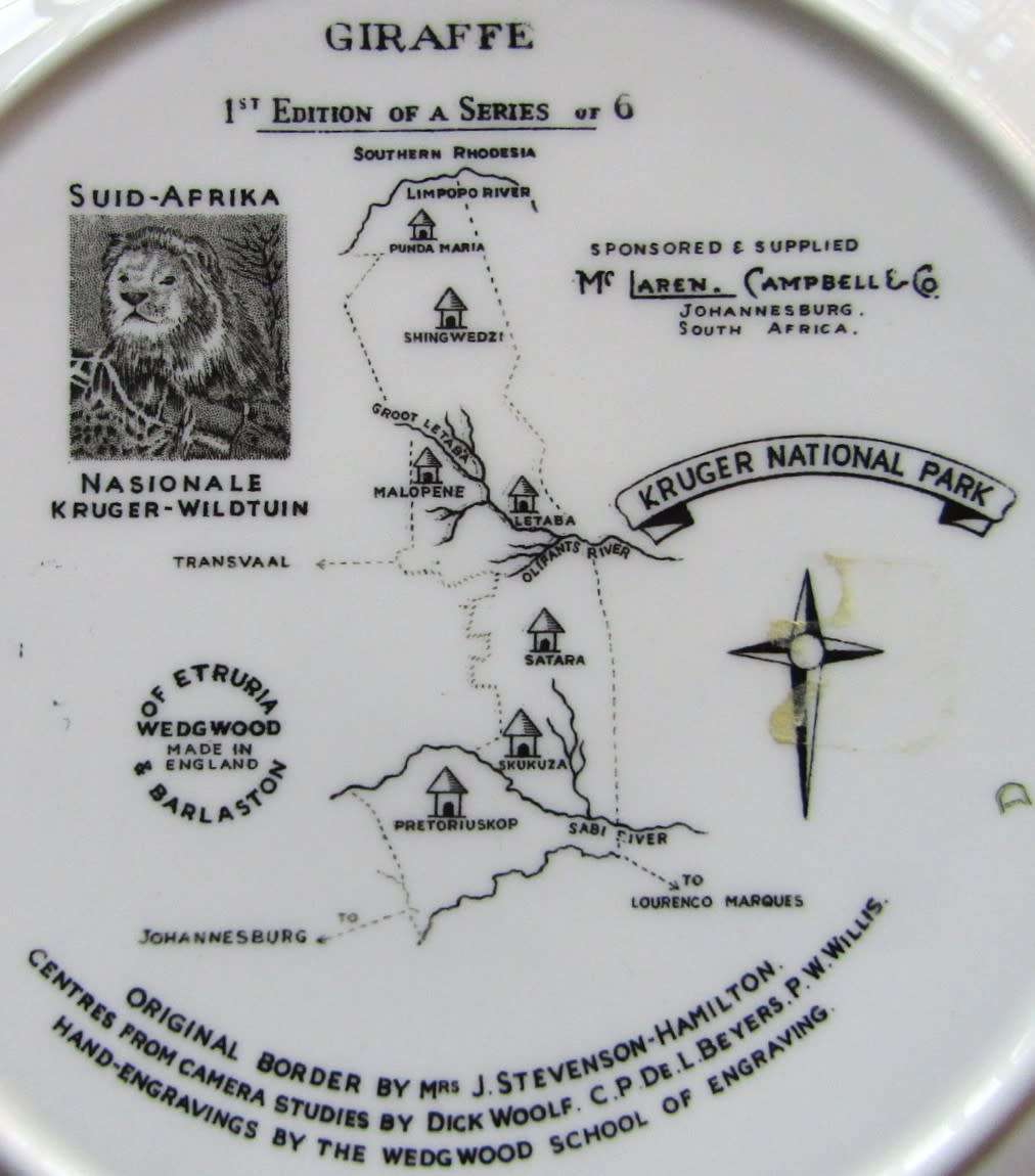 Old Wedgwood Kruger Park Wildtuin Display Plate