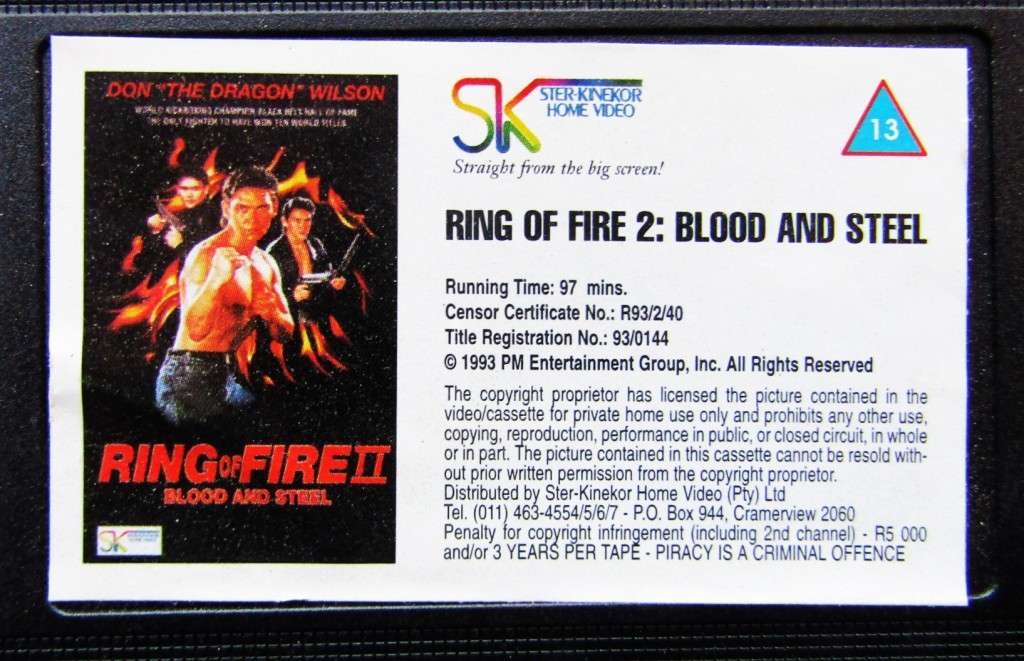Ring of Fire II: Blood and Steel - Don Wilson - Movie VHS Tape (1993)