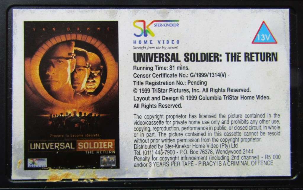 Universal Soldier: The Return - Van Damme - Movie VHS Tape (1999)