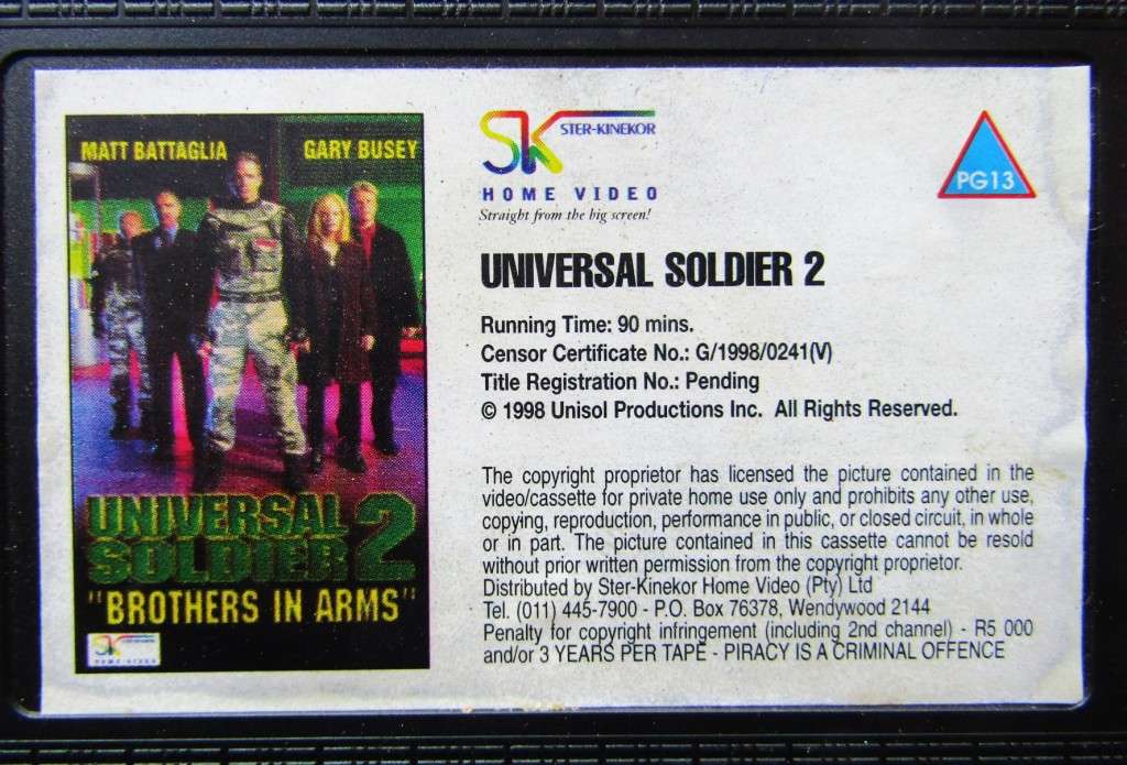 Universal Soldier 2 - Matt Battaglia - Movie VHS Tape (1998)