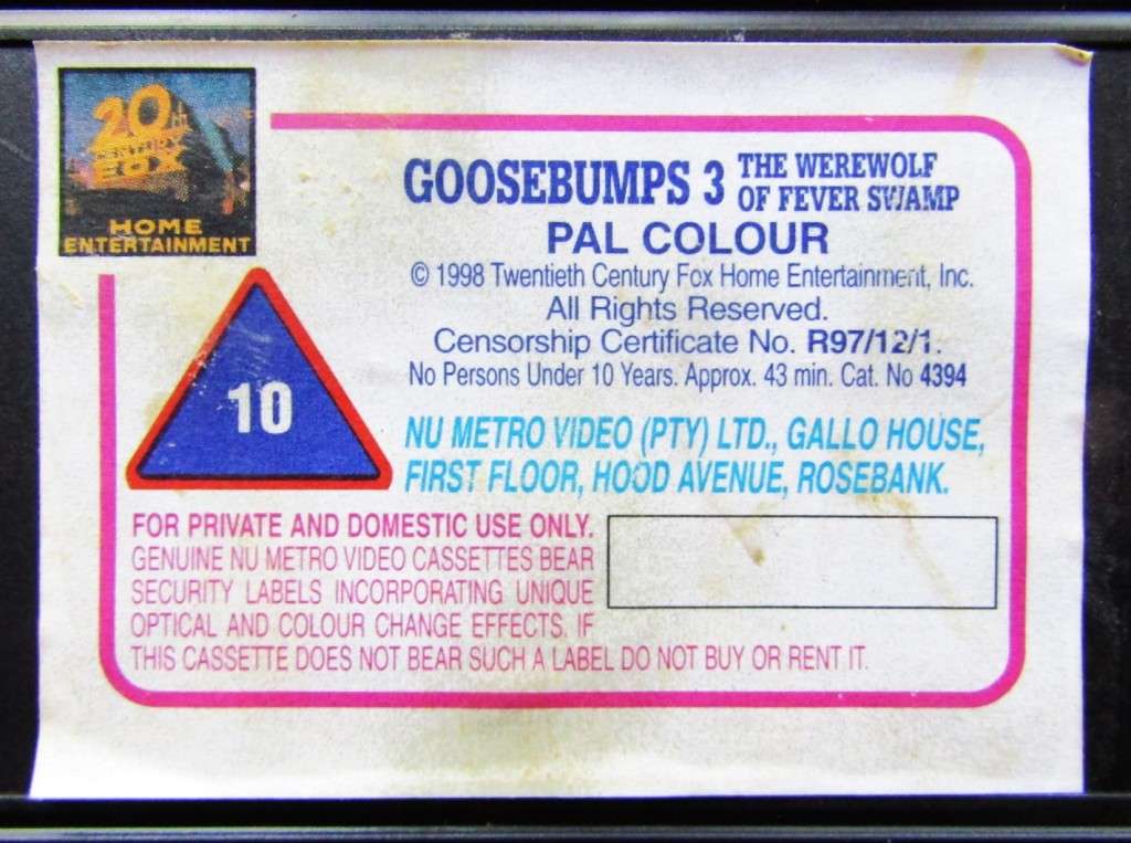 Goosebumps - TV Series VHS Tape (1998)