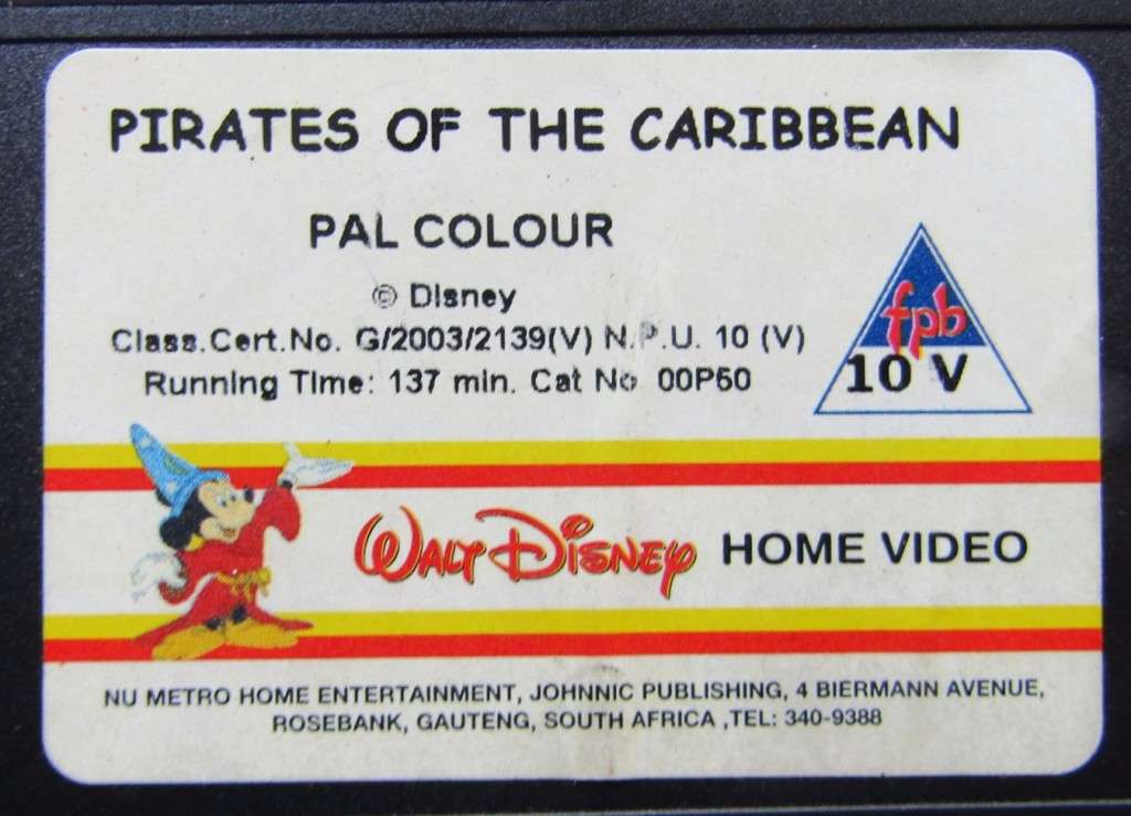 Pirates of the Caribbean - Movie VHS Tape (2003)