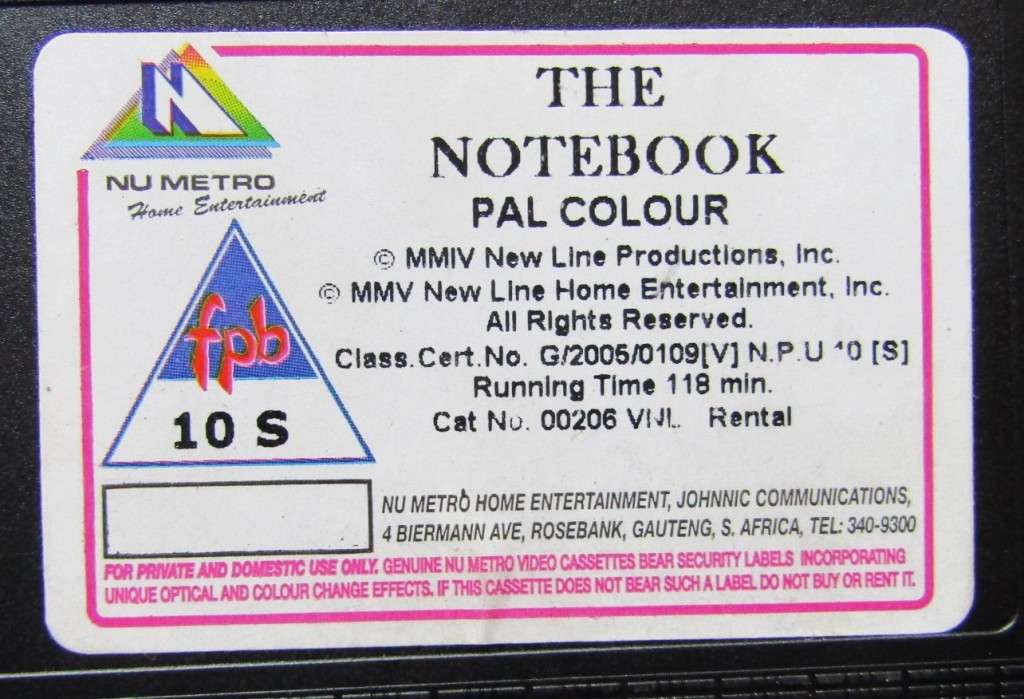 The Notebook - Ryan Gosling - Movie VHS Tape (2005)