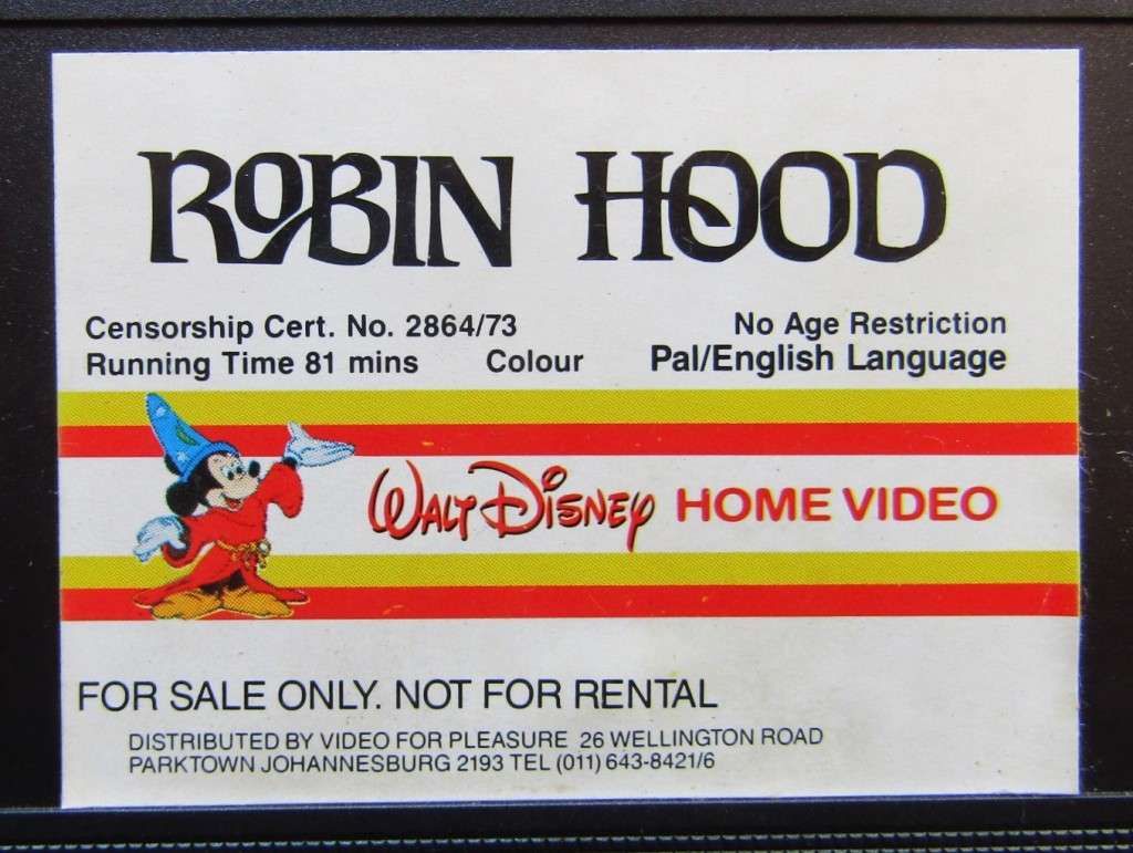 Robin Hood - Disney VHS Tape (1973)