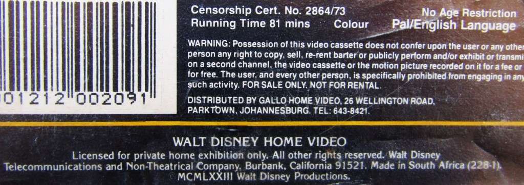 Robin Hood - Disney VHS Tape (1973)