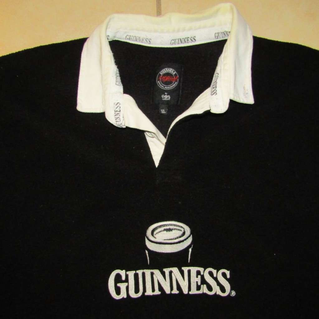 Old Guiness Long Sleeve Rugby Jersey - XL Size