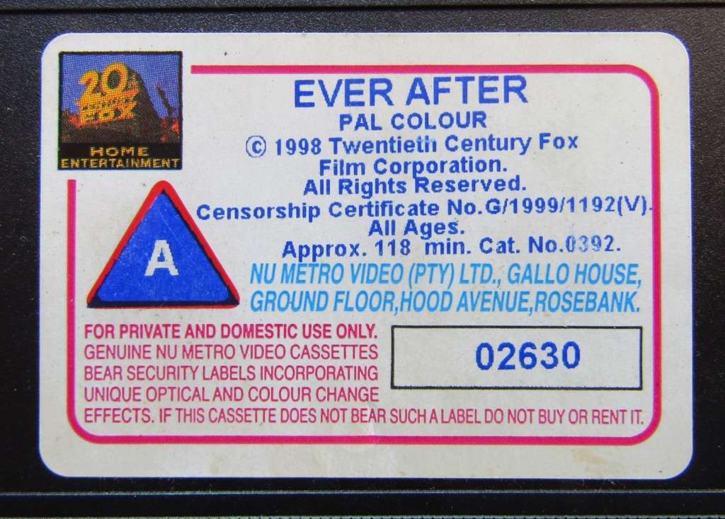 Ever After - Drew Barrymore - Movie VHS Tape (1999)