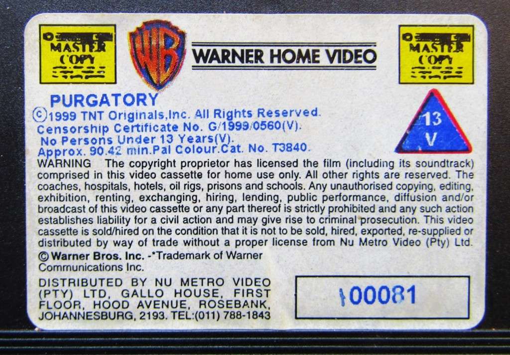 Purgatory - Sam Shepard - Movie VHS Tape (1999)