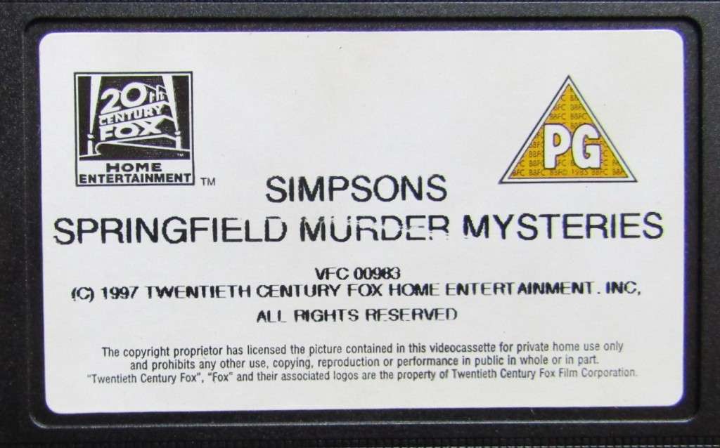 The Simpsons Springfield Murder Mysteries - VHS Video Tape (1997)