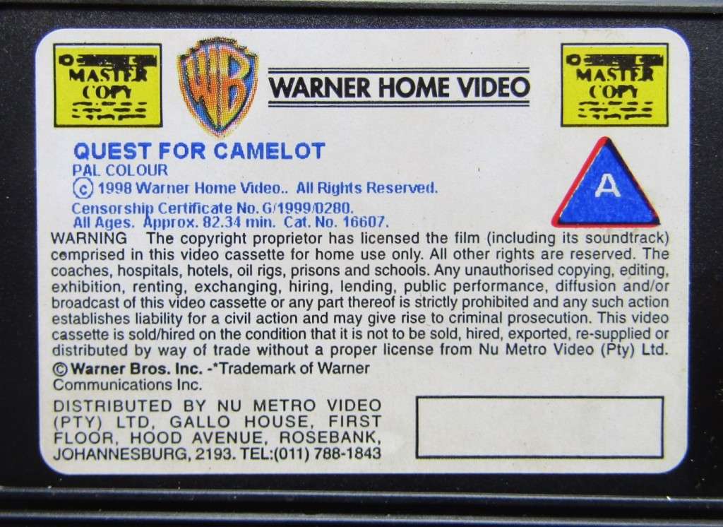Quest for Camelot - Movie VHS Tape (1999)