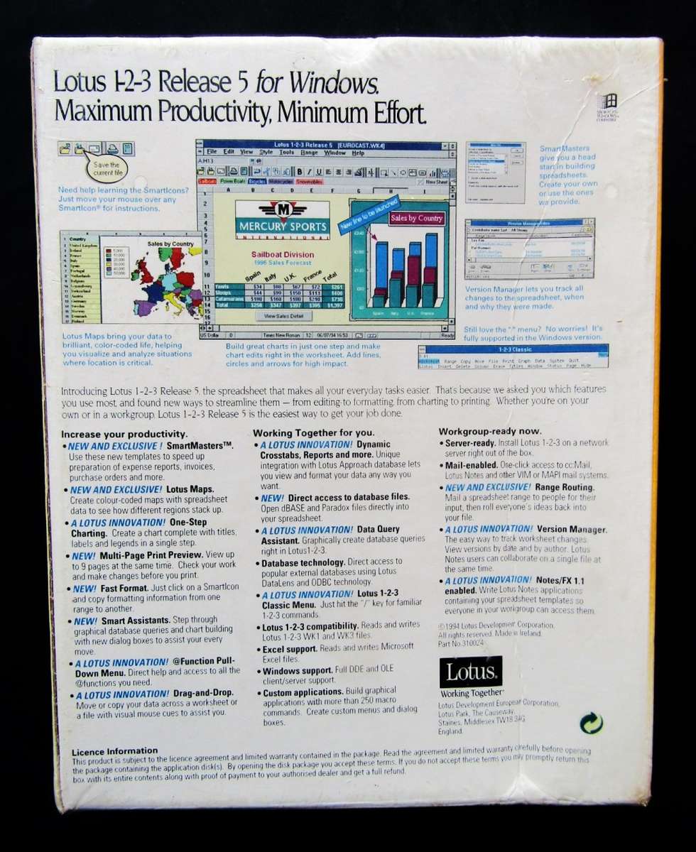 NEW Sealed - Lotus 1-2-3 Release 5 Software Program (1994)