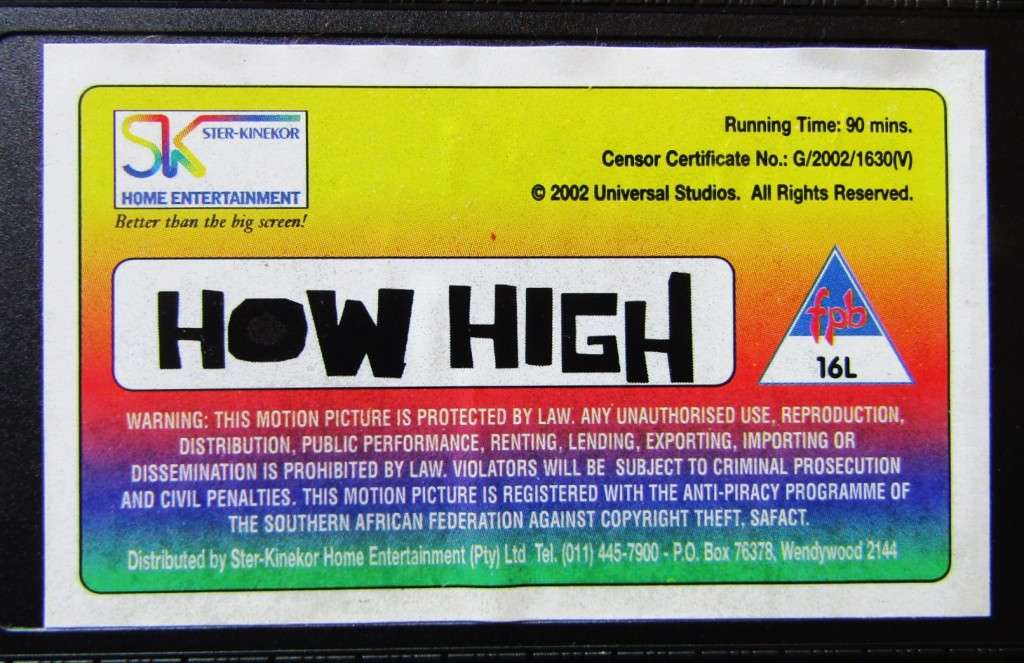 How High - Method Man - Movie VHS Tape (2002)