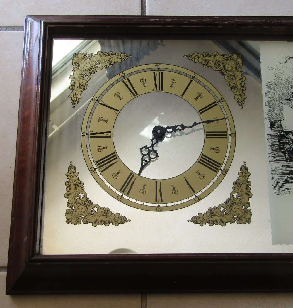 Old Three Ships Whisky Bar Mirror with Clock