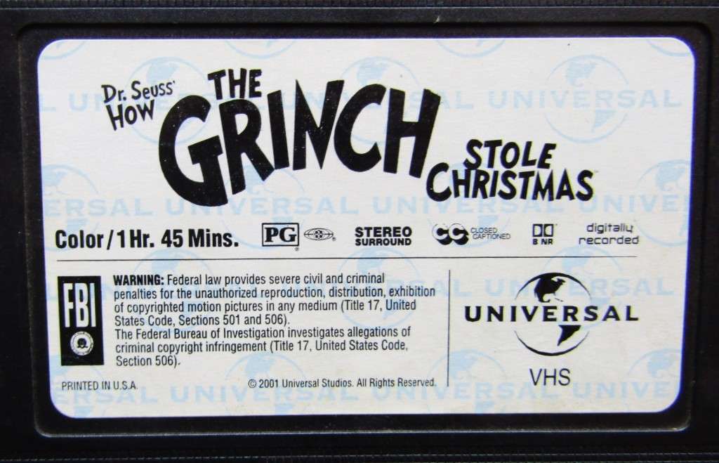 How the Grinch Stole Christmas - Movie VHS Tape (2001)
