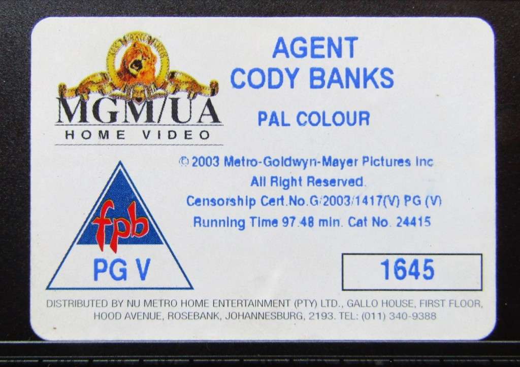 Agent Cody Banks - Movie VHS Tape (2003)