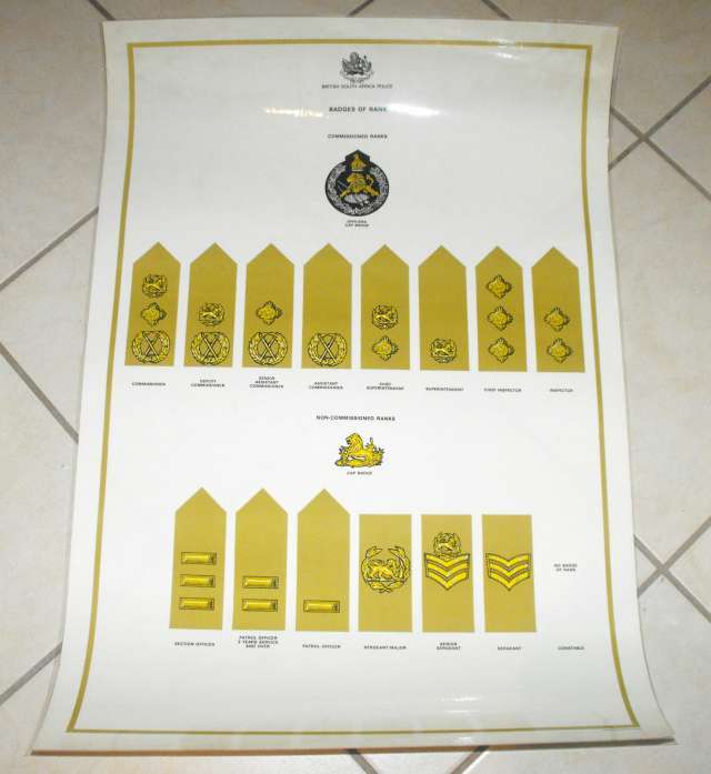 ORIGINAL RHODESIA BSAP BADGES OF RANK POSTER