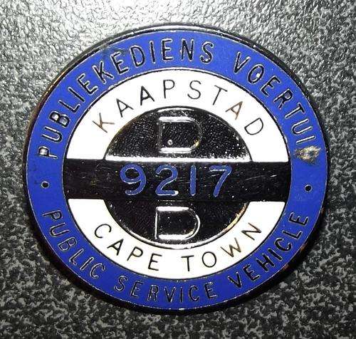 Old Cape Town Public Service Vehicle Bilingual Cap Badge
