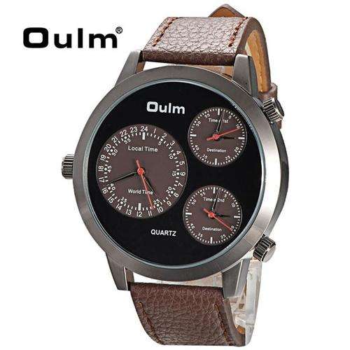 *BRAND NEW* OULM Triple Zone Black Dial Quartz Watch FREE COURIER