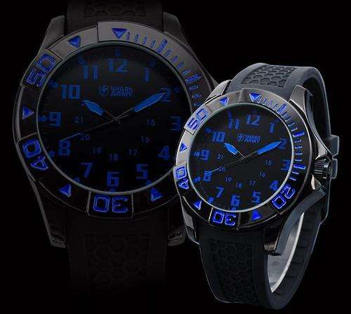 *FREE DELIVERY* SHARK ARMY Blue on Black Quartz Watch BRAND NEW in BOX