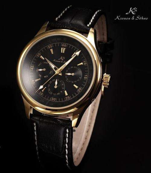 *FREE DELIVERY* KRONEN & SOHNE Imperial Series Black Gold Automatic Mechanical Watch BOXED w/ PAPERS